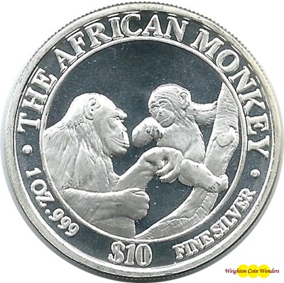 (image for) 1999 Somalia 1oz Silver MONKEY